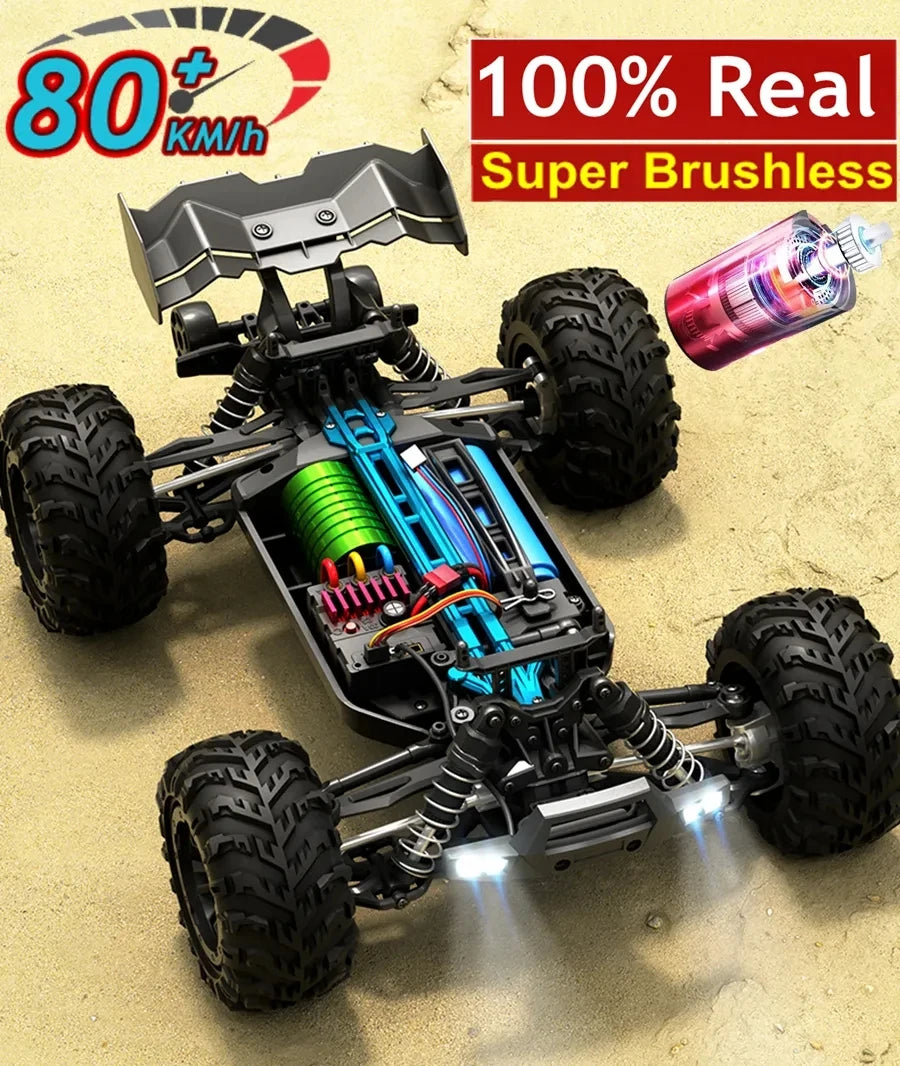 Super Brushless 80KM or 50KM/H 4WD RC Car With LED Remote Control Cars High Speed Drift Monster 4x4 Off Road Truck Kid Adult Toy