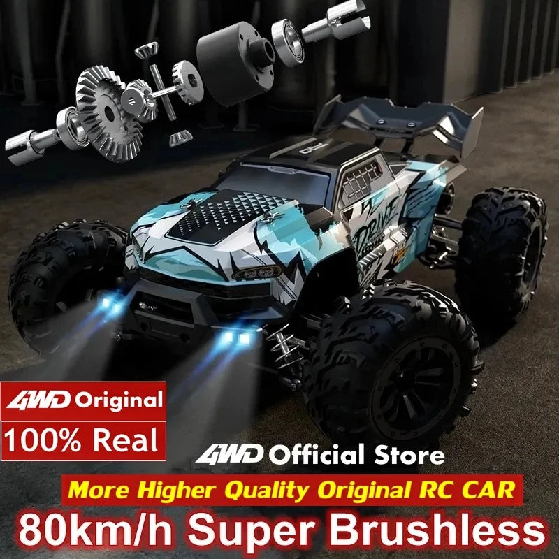 Super Brushless 80KM or 50KM/H 4WD RC Car With LED Remote Control Cars High Speed Drift Monster 4x4 Off Road Truck Kid Adult Toy