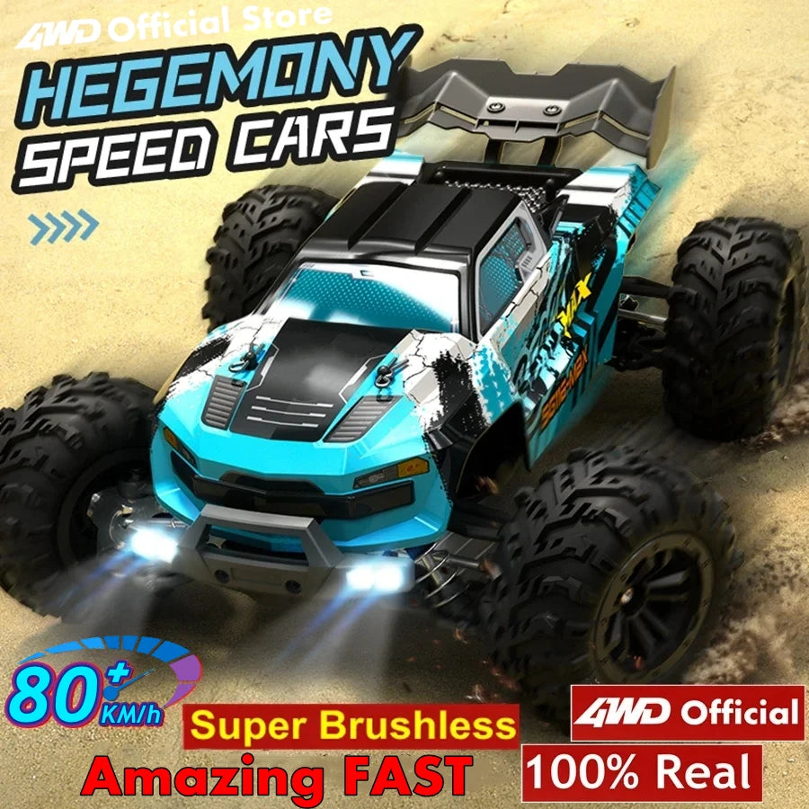 Super Brushless 80KM or 50KM/H 4WD RC Car With LED Remote Control Cars High Speed Drift Monster 4x4 Off Road Truck Kid Adult Toy